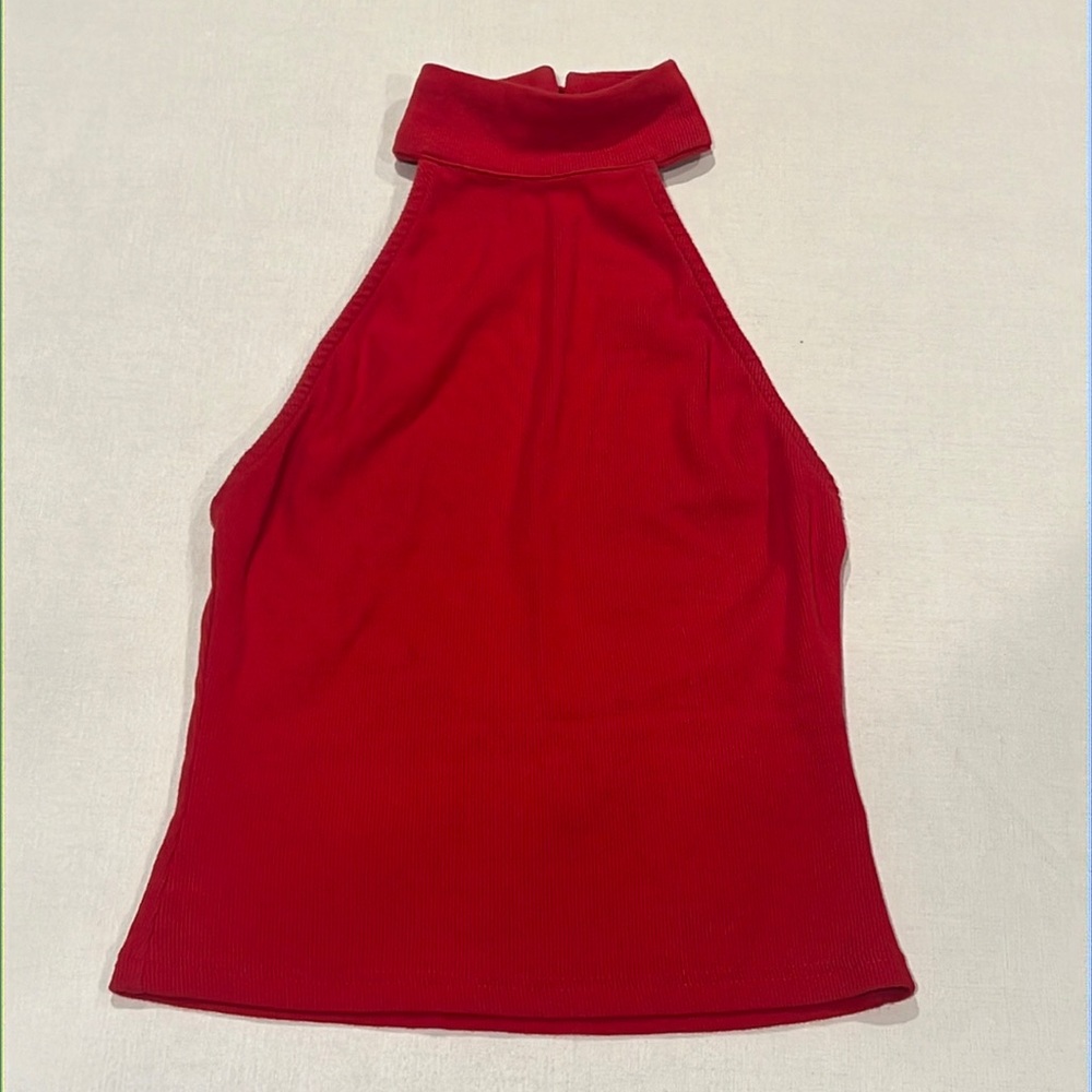 By the way. Red Ribbed Halter Tank Top